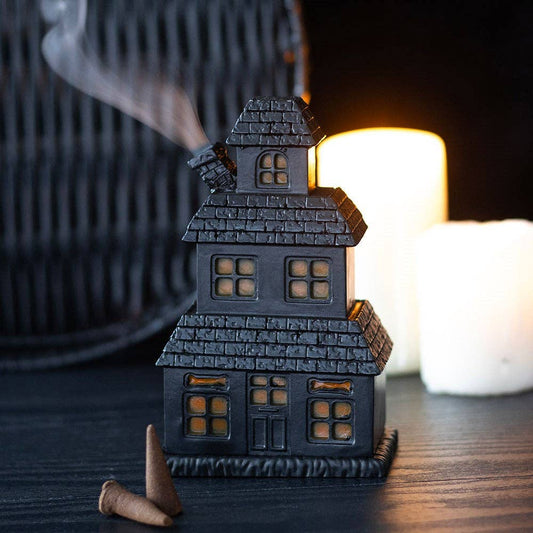 Black Haunted House Halloween Incense Cone Holder - September Drop