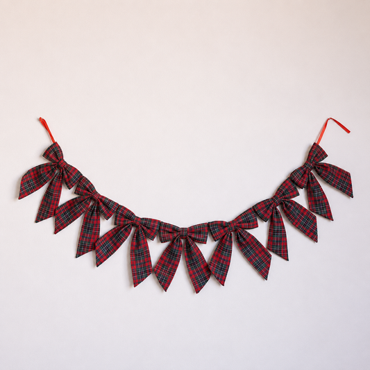 Manor House Red Tartan Bow Garland - Arriving in Store October