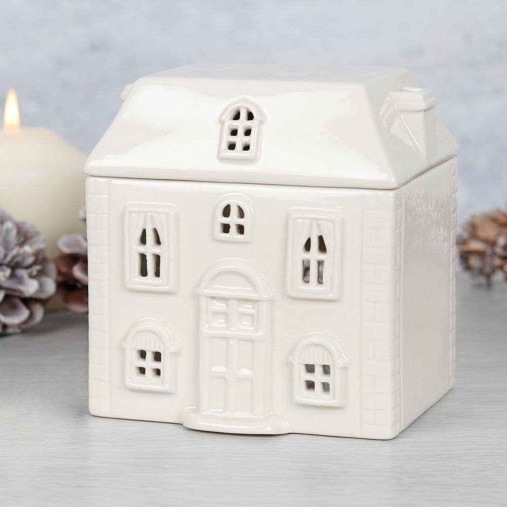 White Christmas House Ceramic Oil Burner - Arriving in Store September