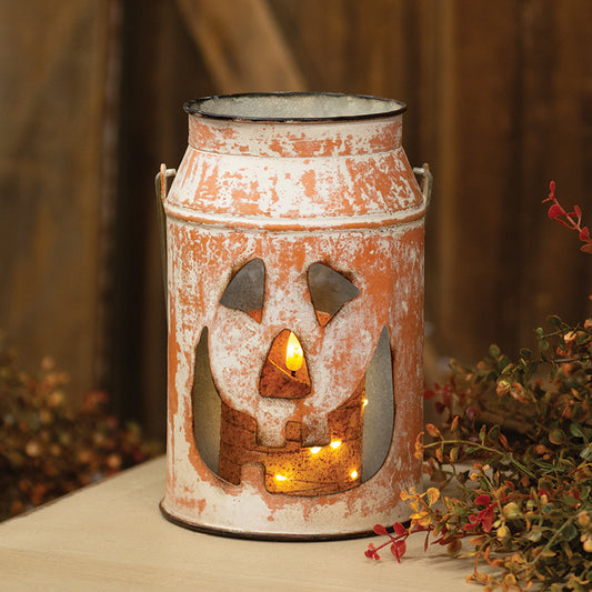 Distressed Metal Jack O'Lantern Luminary - Arriving in Store September