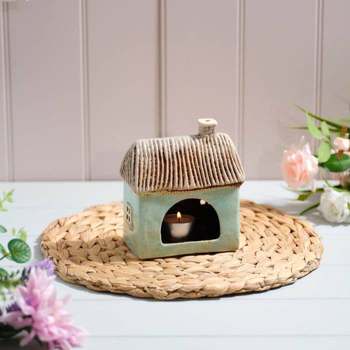 Cottage Garden Blue House Embossed Candle Holder - Arriving in Store July
