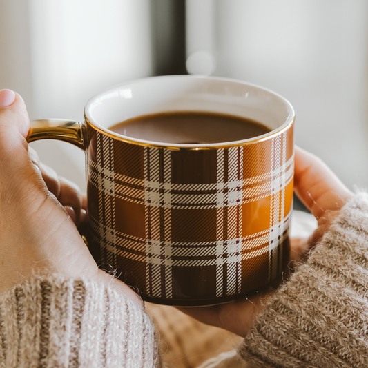 Brown Plaid Coffee Mug - Arriving in Store Late October