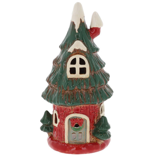 Village Pottery Xmas Tree House Tealight - Arriving in Store August