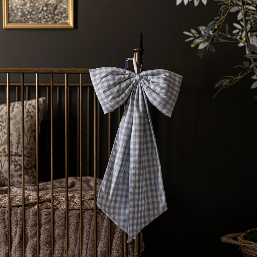 Baby Blue Gingham Fabric Bow - Arriving in Store Mid - Late March
