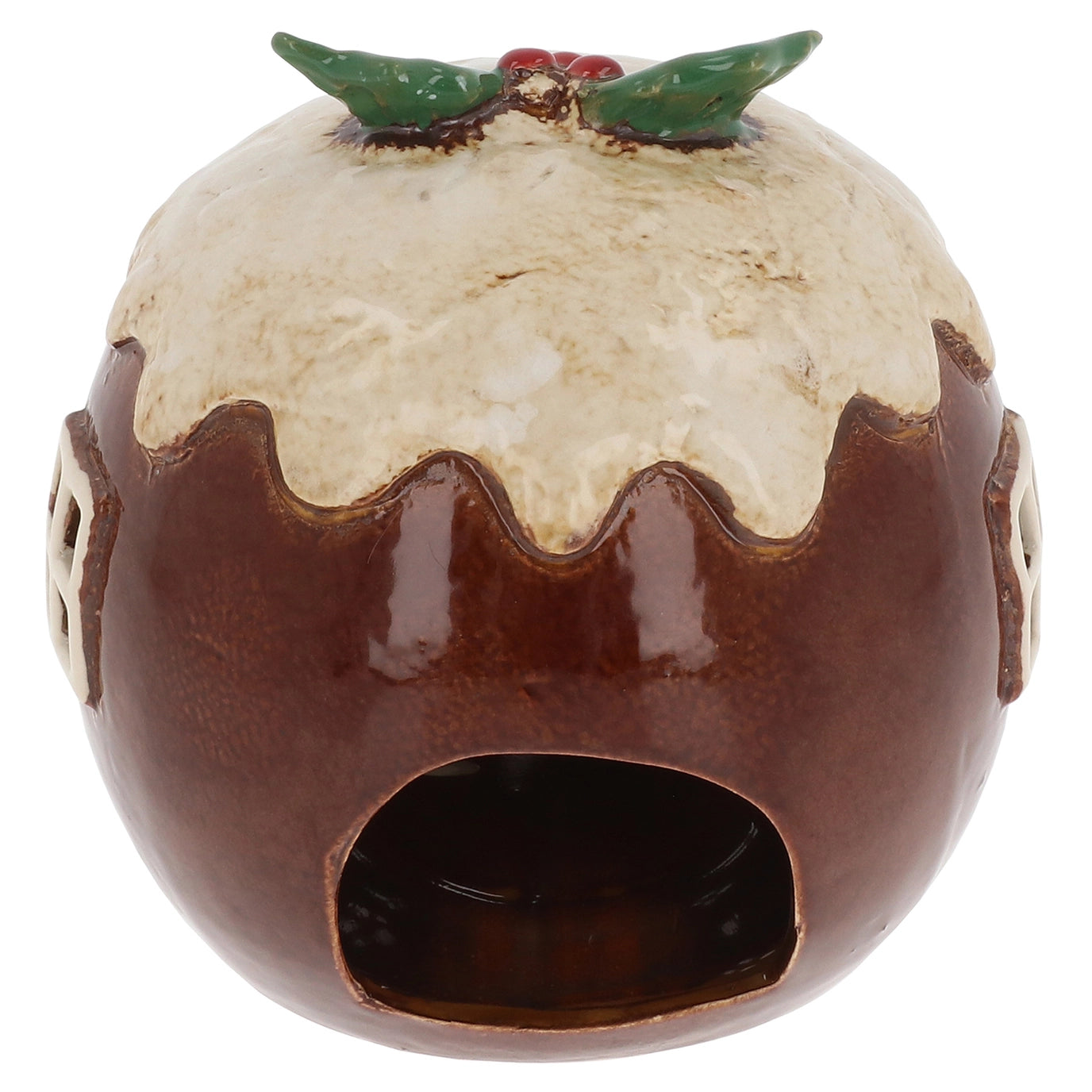 Village Pottery Xmas Plum Pudding Cottage Tealight - Arriving in Store September
