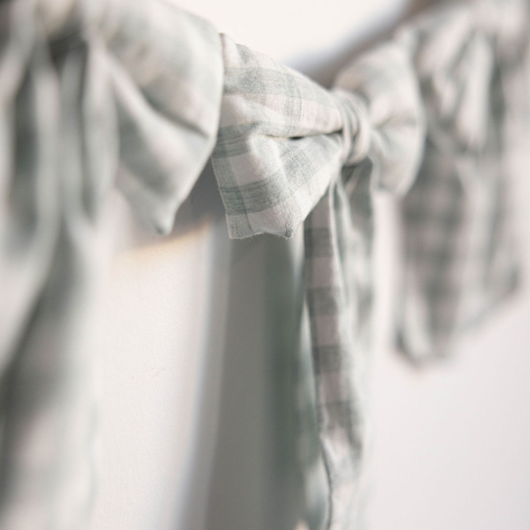 Pastel Green Gingham Fabric Bow Garland - Arriving in Store Mid - Late March
