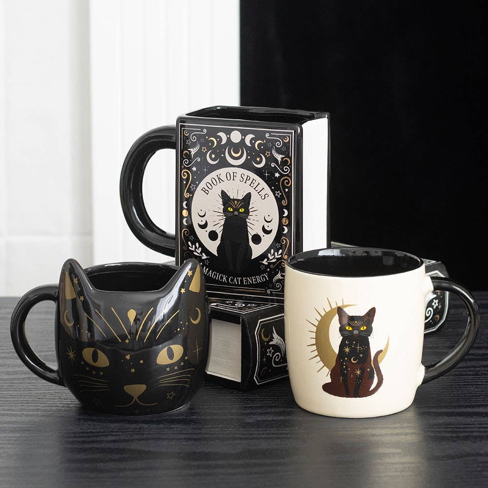 Black Cat Magick Book of Spells Book Shaped Mug - Arriving in Store September