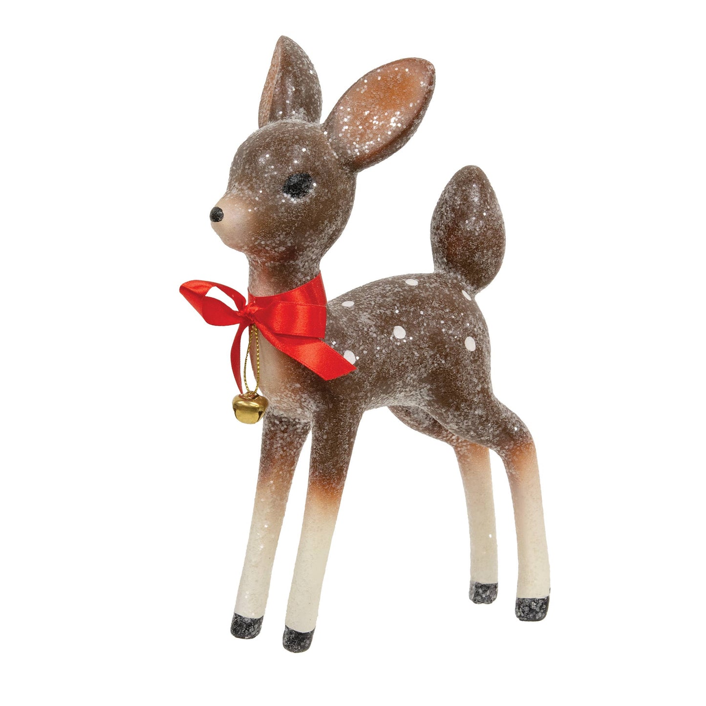 Icy Frosted Resin Baby Deer w/Bow & Jingle Bell