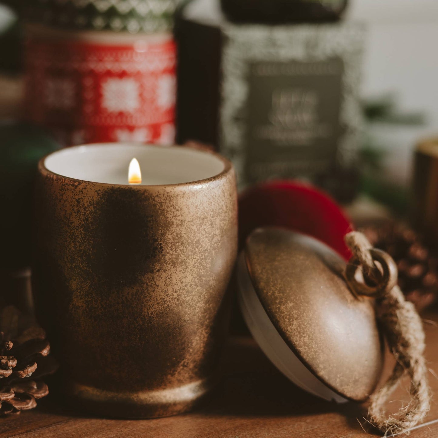 Holiday Soy Candle - 13.5 oz Antique Gold Bell Jar - Arriving in Store September