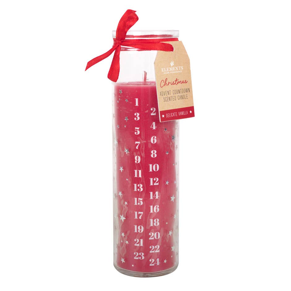 Red Vanilla Christmas Advent Tube Candle