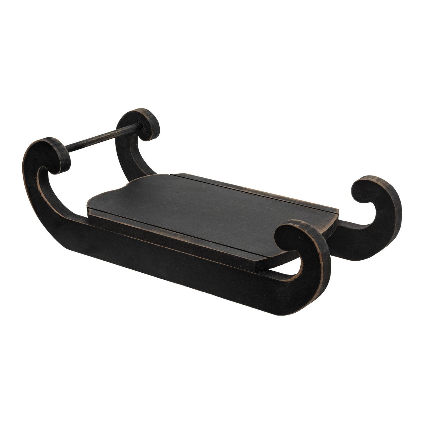 Distressed Black Wooden Sled - 15" - October Drop