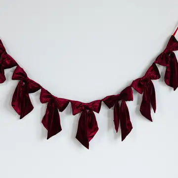 Manor House Velvet Deep Red Bow Garland - Arriving in Store September/October
