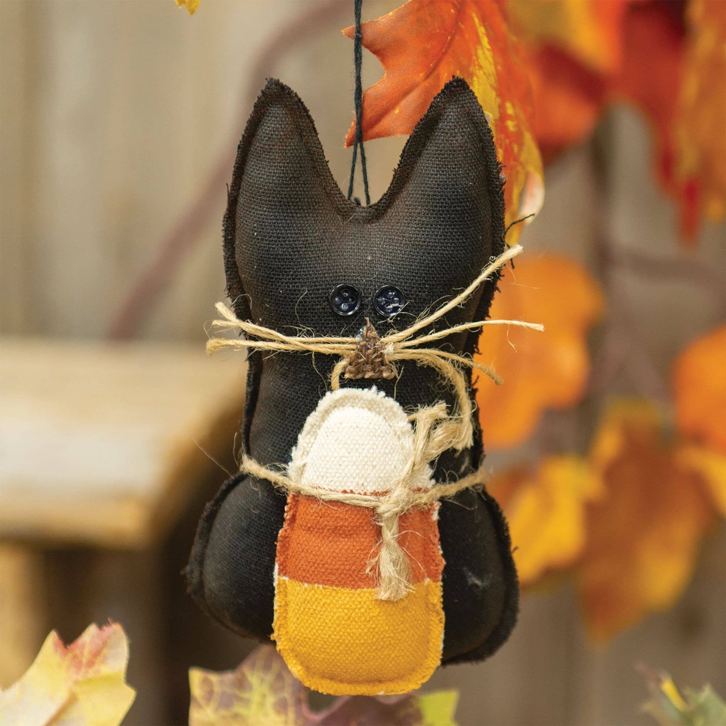 Primitive Cat with Candy Corn Ornament - Arriving in Store September