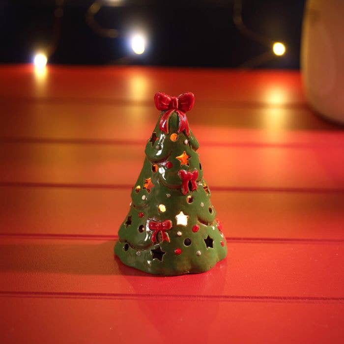 Merry Little Bows Stoneware Tree Candle Holder - Arriving in Store September
