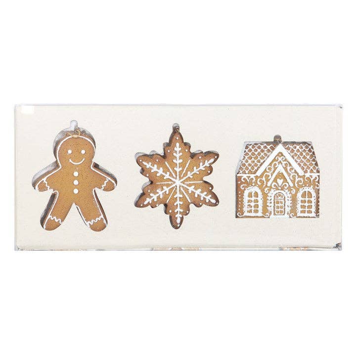 Set of 3 Hanging Christmas Gingerbread Ornament Decorations