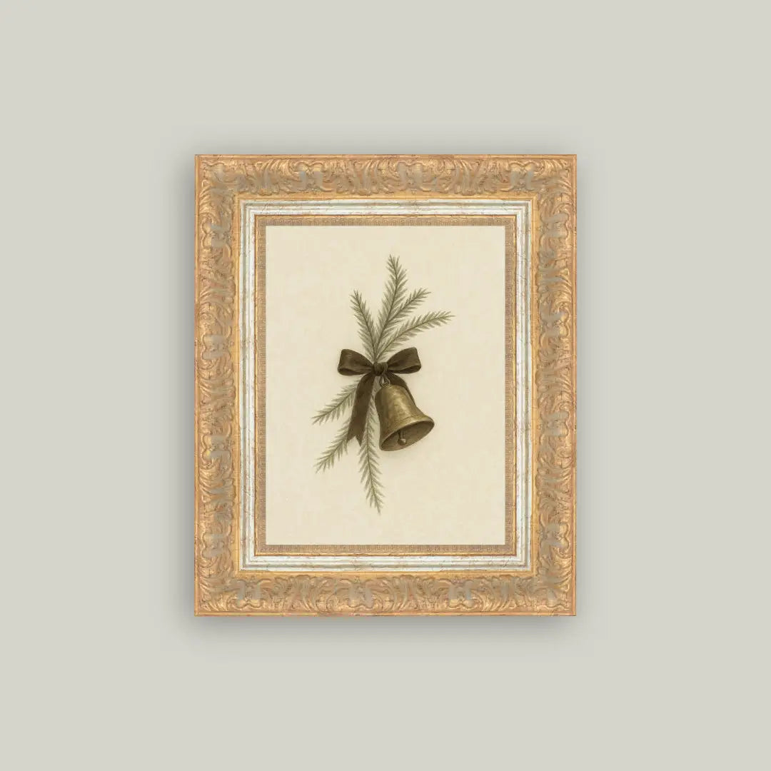Bell with Pine Framed Antique Art - Arriving in Store October