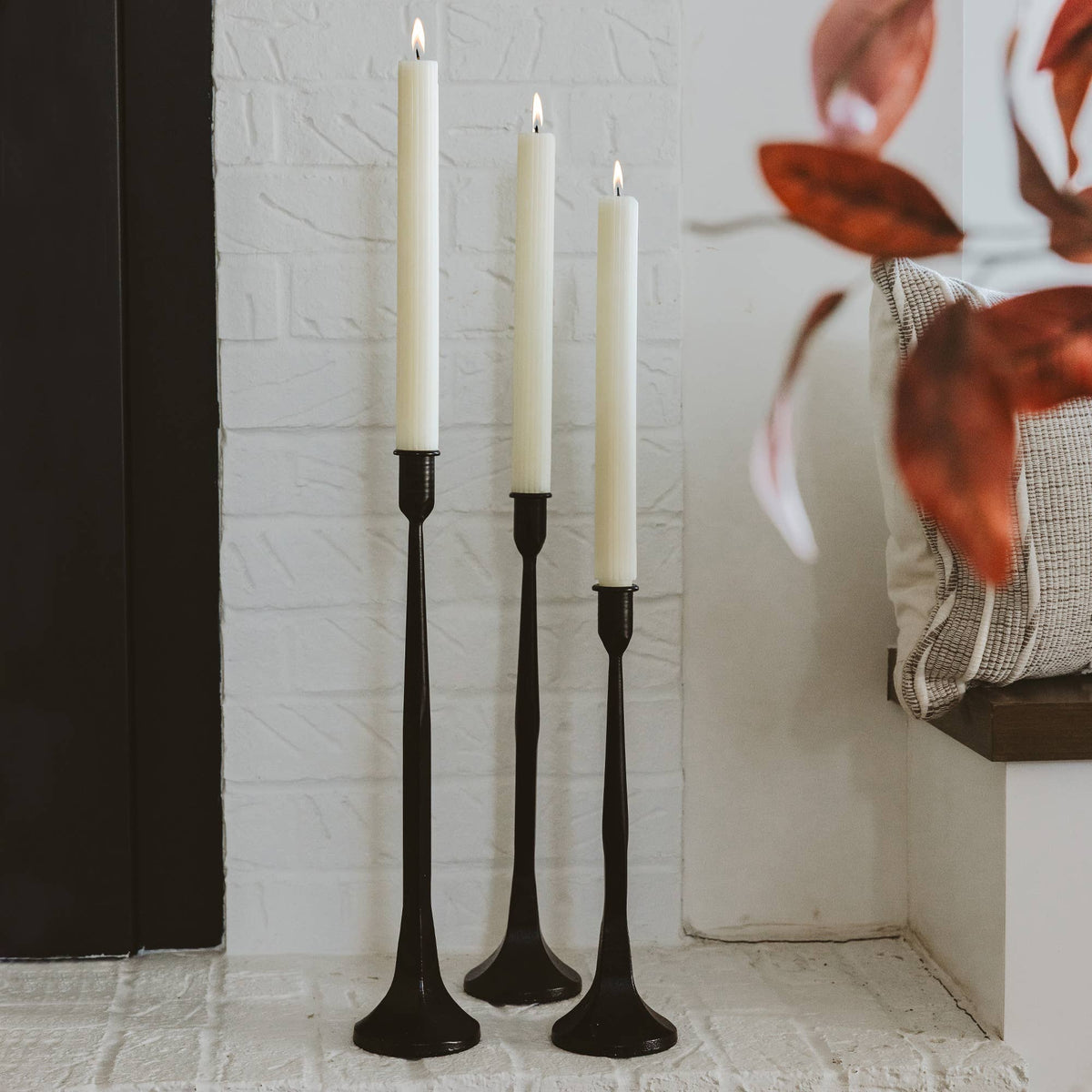 Black Cast Iron Taper Candle Holders Set of 3 - Arriving in Store November