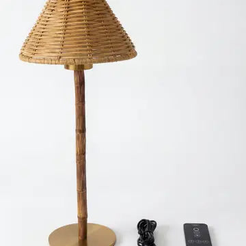 Portable Bamboo Table Lamp - Rattan Shade - Arriving in Store October