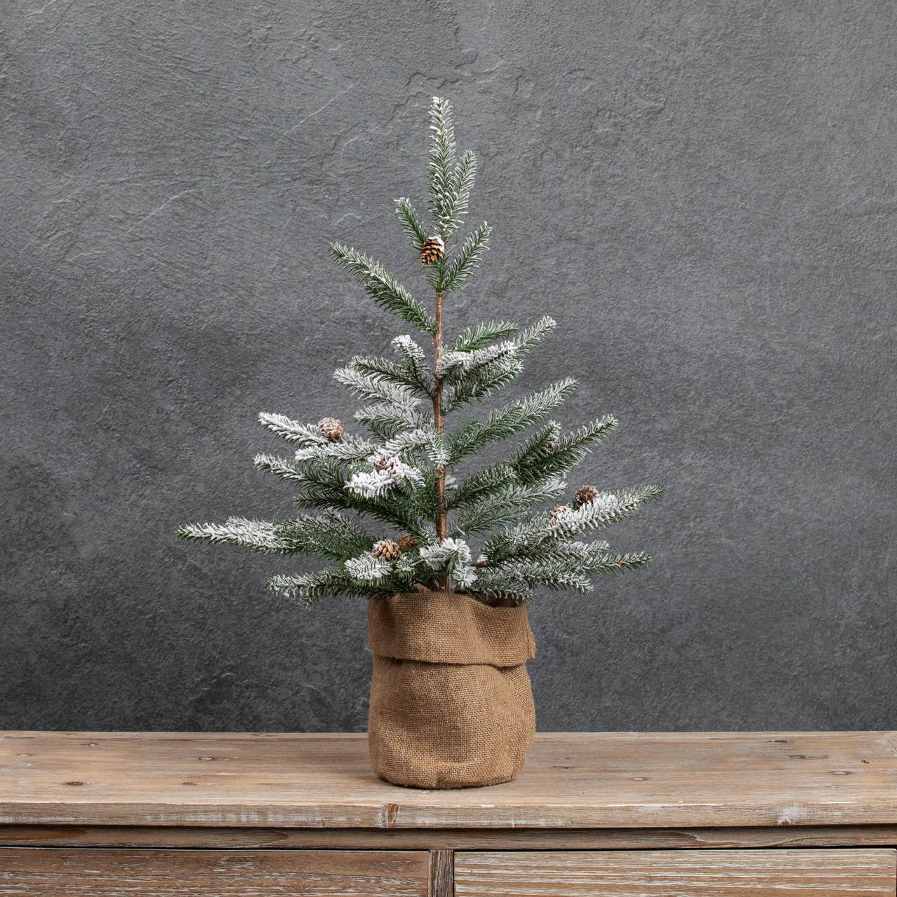 29" SNOWY TREE W/BURLAP BASE