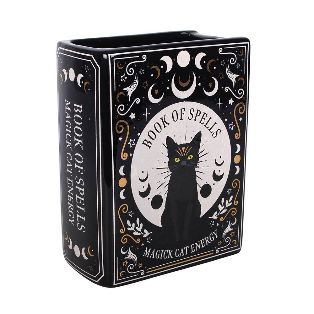 Black Cat Magick Book Shaped Flower Vase - Arriving in Store September
