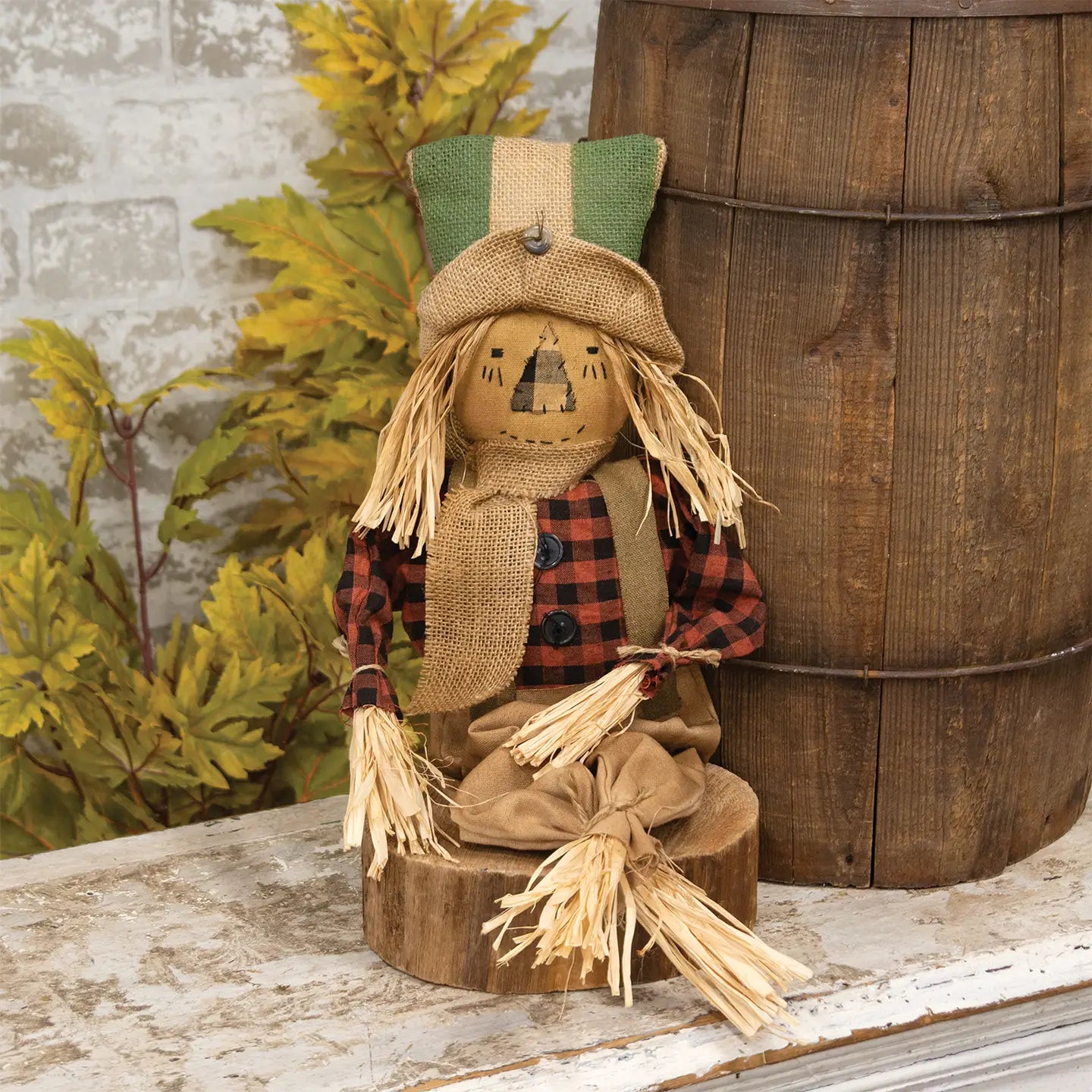 Primitive Scarecrow with Burlap Hat - Arriving in Store September