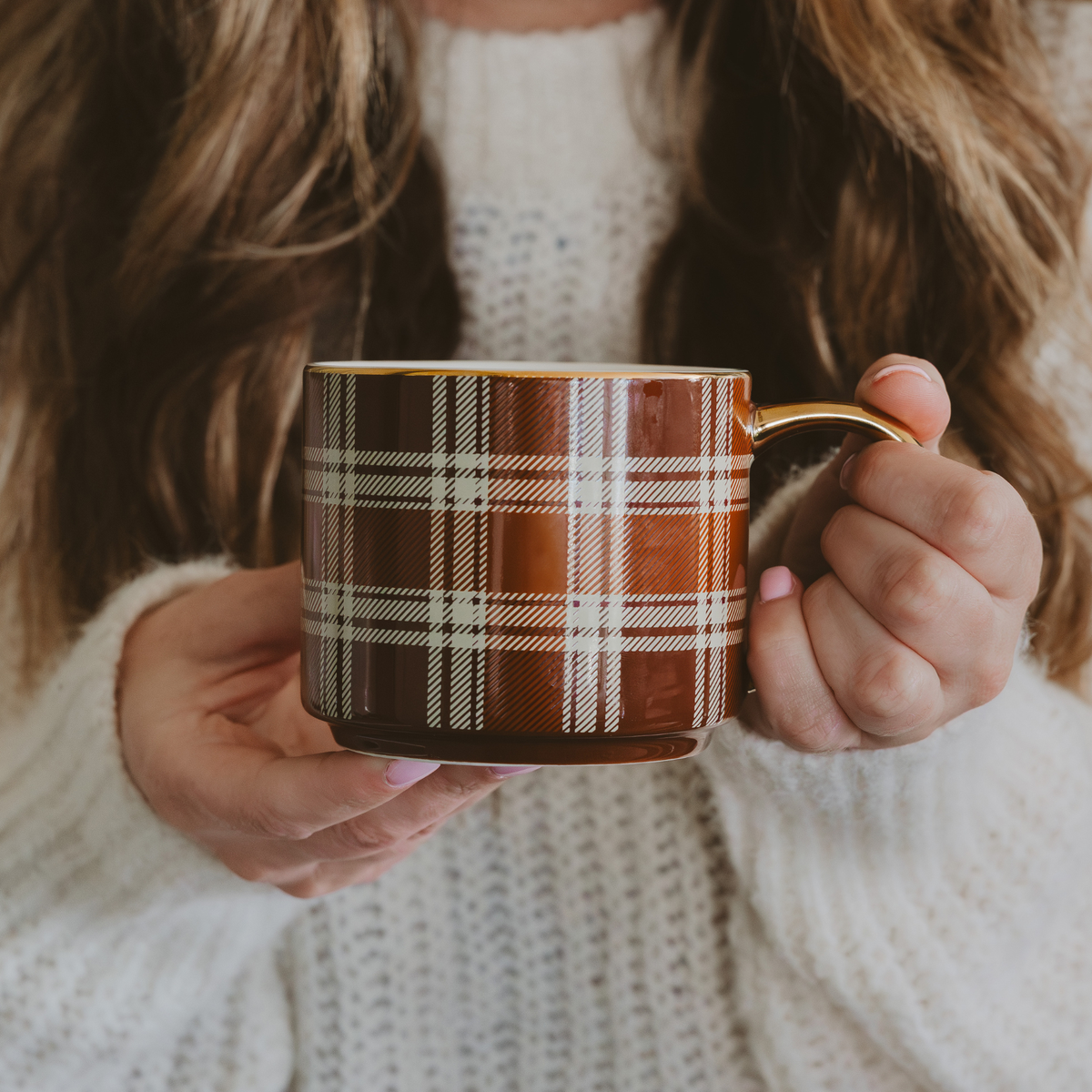 Brown Plaid Coffee Mug - Arriving in Store Late October