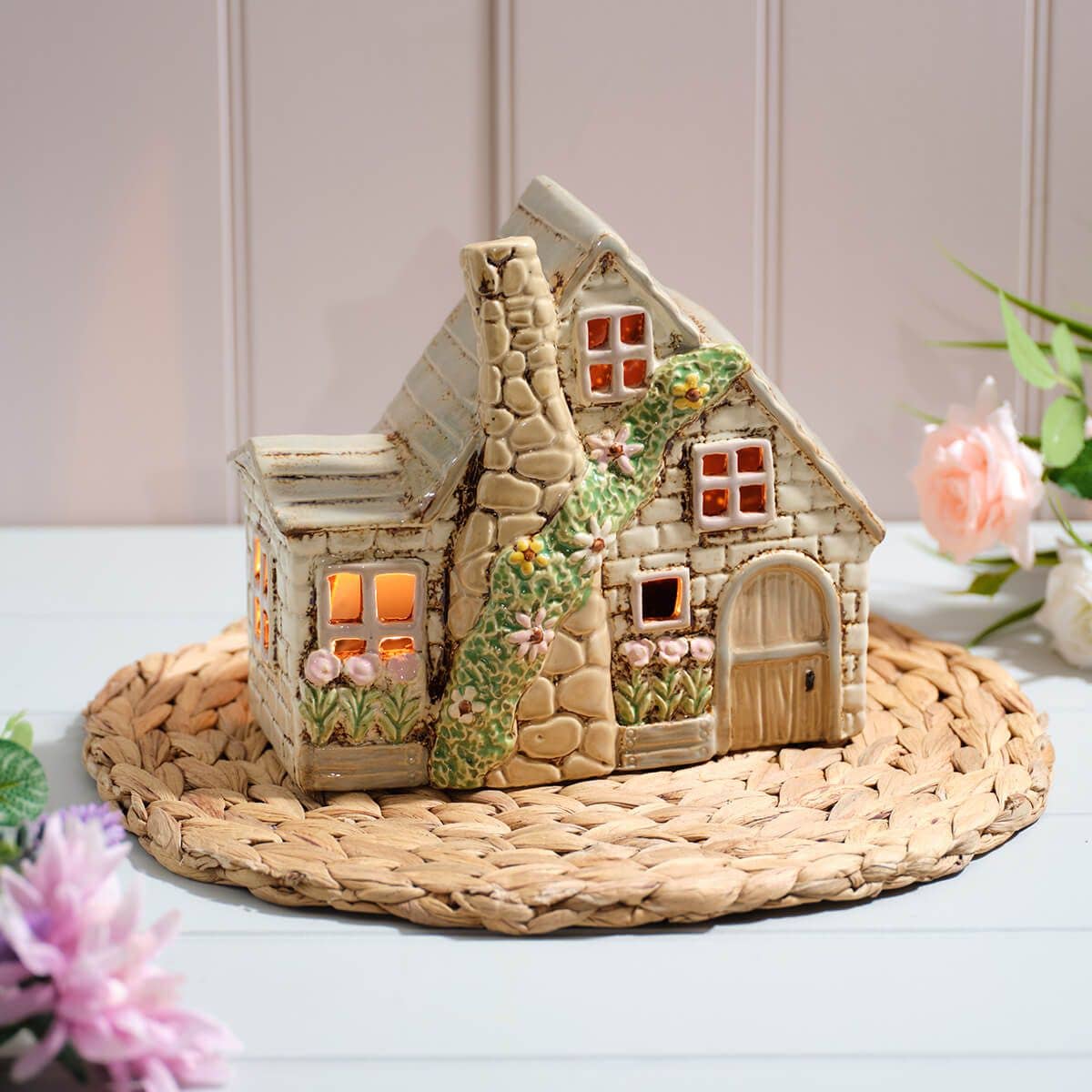 Cottage Garden Stoneware Double Cottage Candle Holder - Arriving in Store June