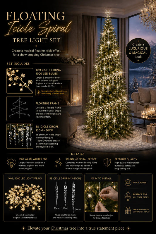 Floating Icicle Spiral Tree Light Set - Arriving in Store October