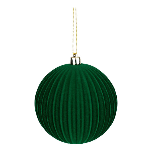 Manor House Flocked Green Bauble 10cm - Set of 6 - Arriving in Store October