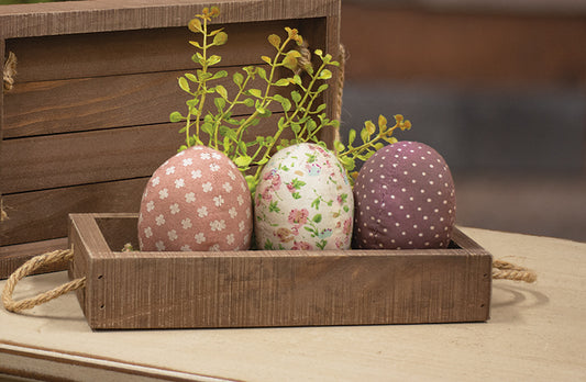 Vintage Fabric Eggs, Set of 3 - Late February Drop