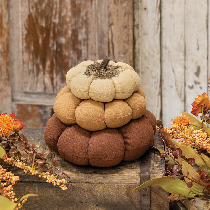 Mossy Top Stuffed Primitive Pumpkin Stack - Arriving in Store September