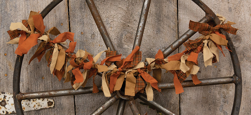 Primitive Fall Colors Rag Garland - Arriving in Store September