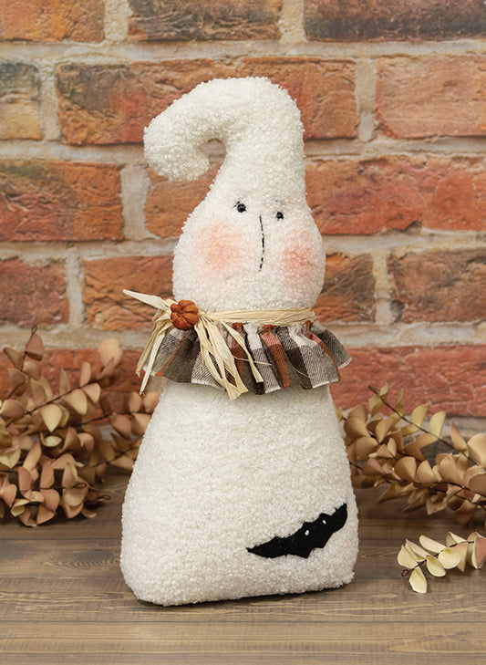 Stuffed Plaid Ruffled Ghost Doll with Bat - August Drop