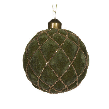 Luxe Green Velvet Quilt Bauble - arriving in Store October