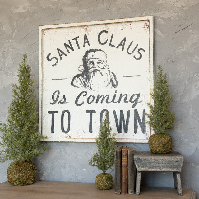 24" BLACK & WHITE SANTA CLAUS IS COMING TO TOWN