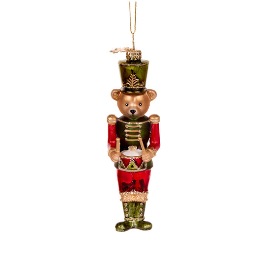 Green Bear Nutcracker Glass Ornament - Arriving in Store October