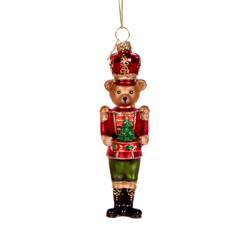 Red Bear Nutcracker Glass Ornament - Arriving in Store October