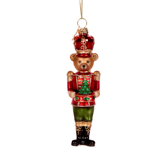 Red Bear Nutcracker Glass Ornament - Arriving in Store October