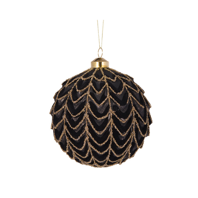Black Velvet Draped Bauble - Arriving in Store October