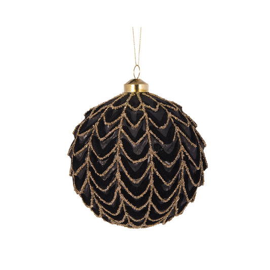 Black Velvet Draped Bauble - Arriving in Store October