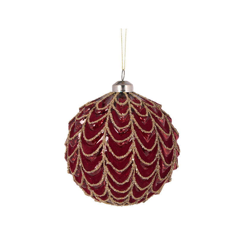 Burgundy Velvet Draped Bauble - Arriving in Store October