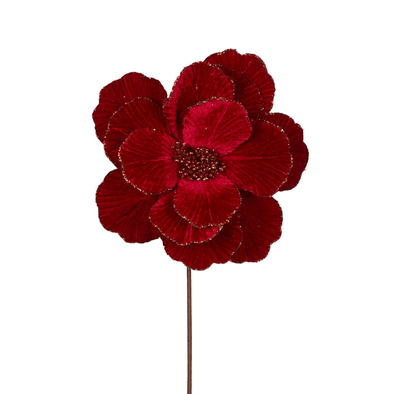 Red Simple Layered Velvet Flower - Set of 4 - Arriving in Store October