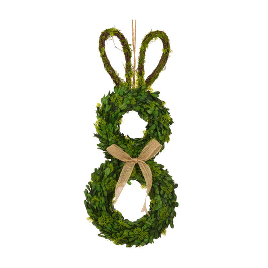 Boxwood Bunny Wreath with Bow - Late February Drop