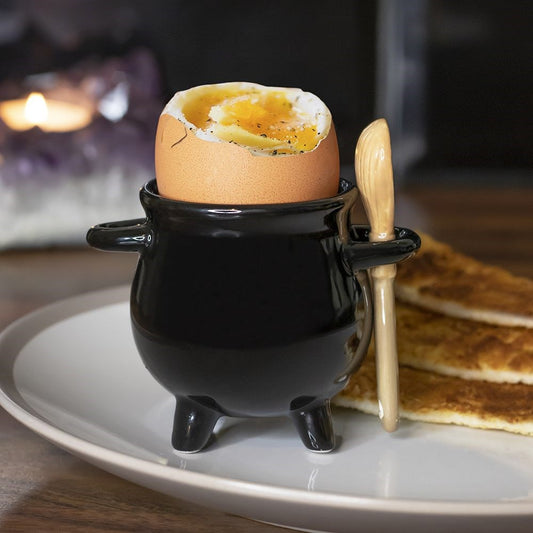 Cauldron Egg Cup with Broom Spoon - September Delivery
