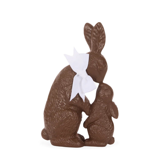 Cuddling Chocolate Bunnies with Bow - Late February Drop