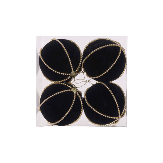 Black Velvet Pearl Bauble 4pk - Arriving in Store October