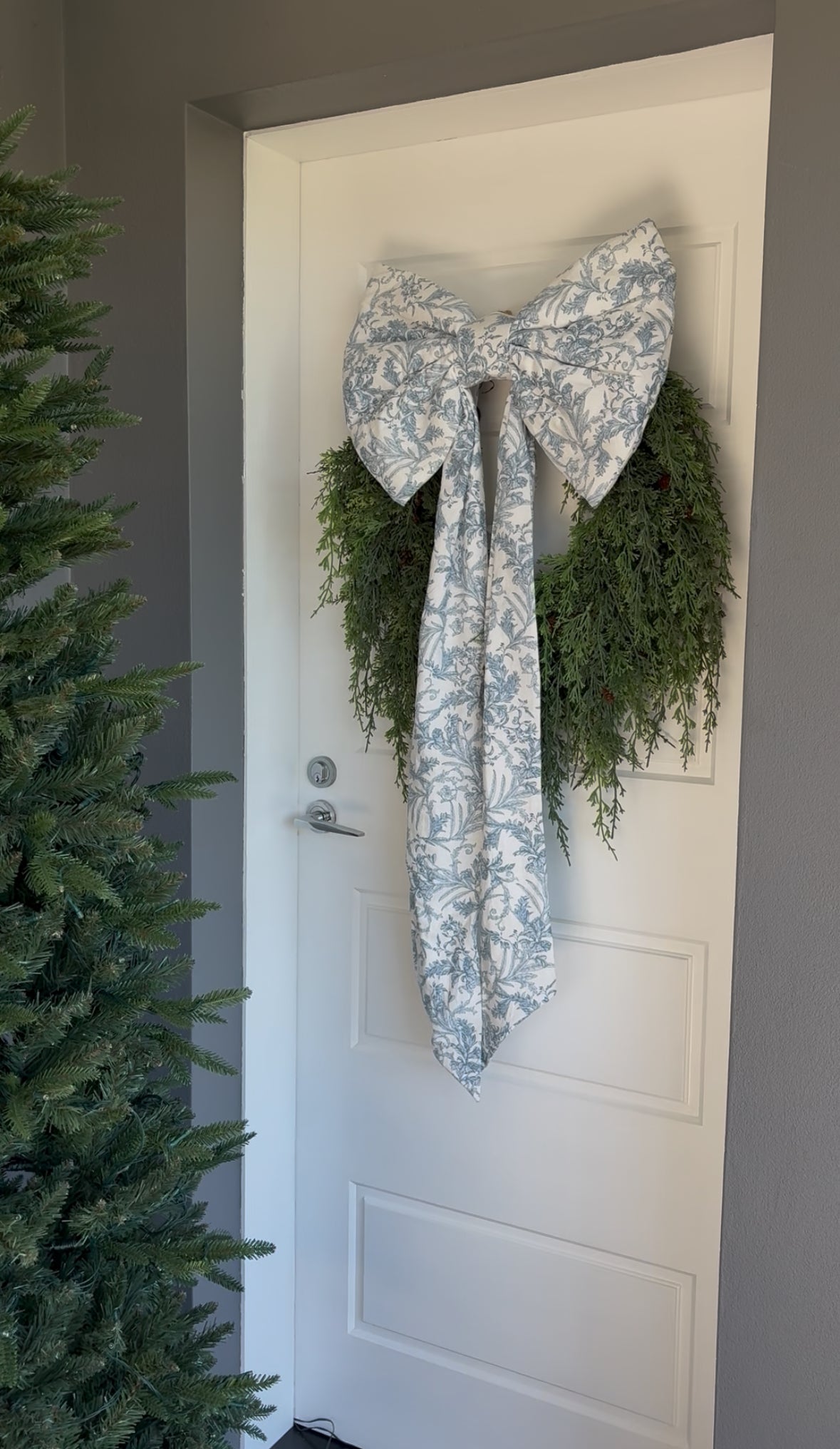 Oversized Floral Baby Blue Fabric Bow - November Drop