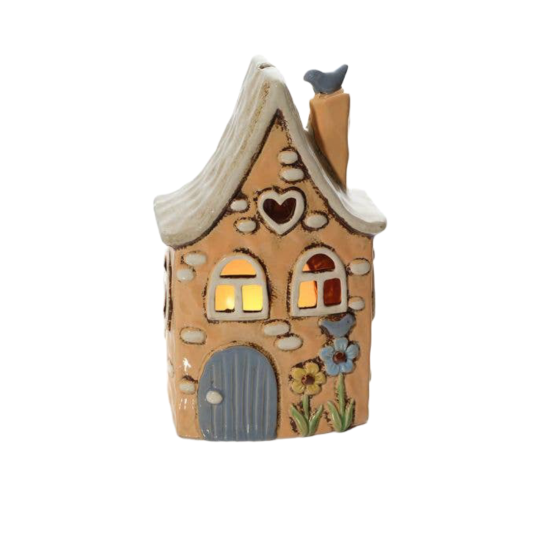 Stoneware Garden Birds House Candle Holder With 3D Bird - Arriving in Store Mid-April