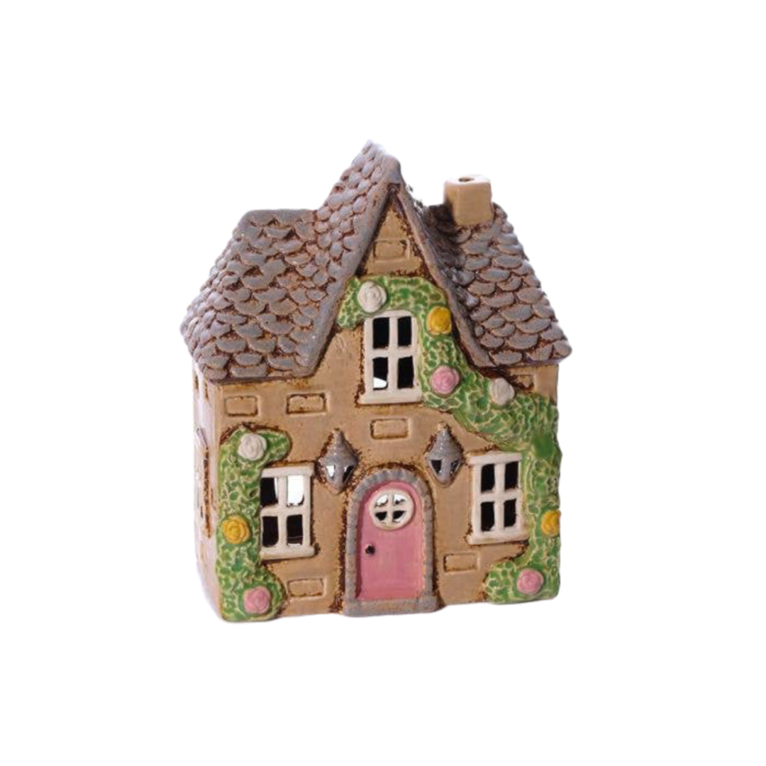 Cottage Garden Embossed Stoneware House Candle Holder - Arriving in July