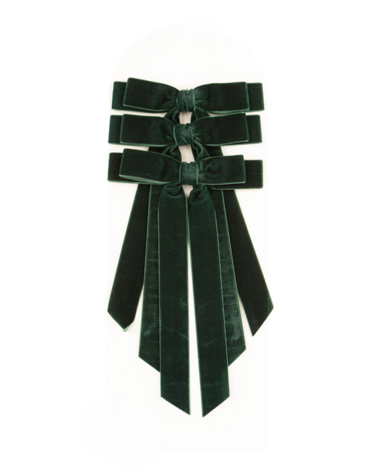 Forest Green Double Bow (Set of 3) - 23cm - Arriving in Store October 2026